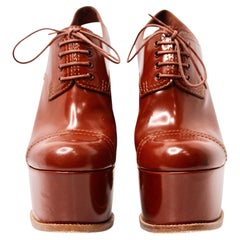 Louis Vuitton By Marc Jacobs Brown Glossed Leather "'Louisiana" Lace-Up Heels