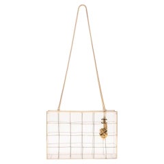 Chanel Clear Lucite Acrylic Open Cage Beaded Shoulder Bag Circa 1990s