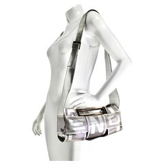 Fendi Silver Perforated Leather Crossword Vintage Shoulder Bag SS 2007
