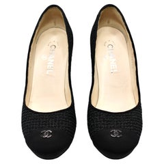 Chanel Caviar Micro-Beaded CC Cap-Toe Vintage Pumps Circa 1980s