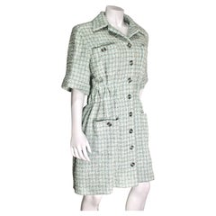 Chanel Mint Fantasy Tweed Button Down Midi Dress Circa 2020