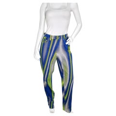 Versace Jeans Couture Neon Optical Illusion Print Denim Trousers Circa 1990s