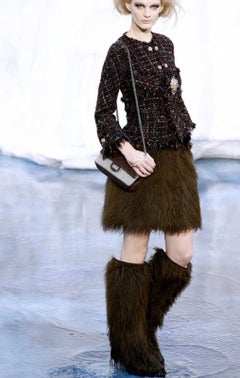 Chanel Archival Vintage Black Faux Fur "Yeti" Icicle Wedge Boots Circa 2010
