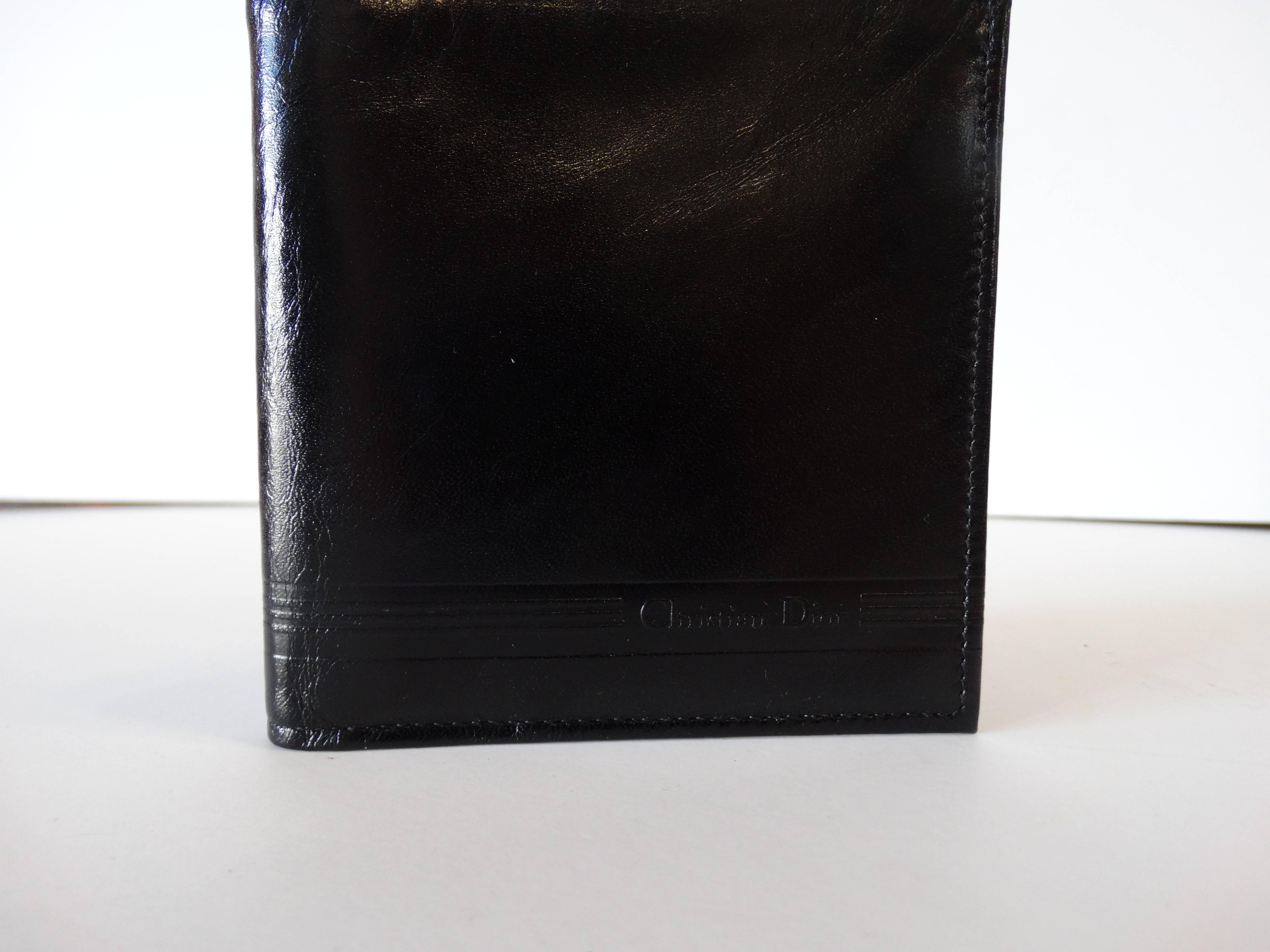 Women's or Men's 1990s Christian Dior Black Leather Biofold Wallet