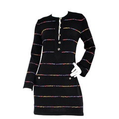 Chanel Black Multicolor Cashmere Métiers d'Art Paris-Dakar Shift Mini Dress