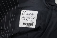 Moschino Cheap and Chic Navy & Grey Vintage Pinstripe Short Suit Circa 1990s