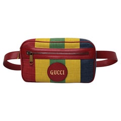 Gucci Multicolor Baiadera Striped Canvas & Hibiscus Red Leather Belt Bag