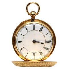 Antique Victorian 18K Yellow Gold Floral Engraved Hunter Pocket Watch