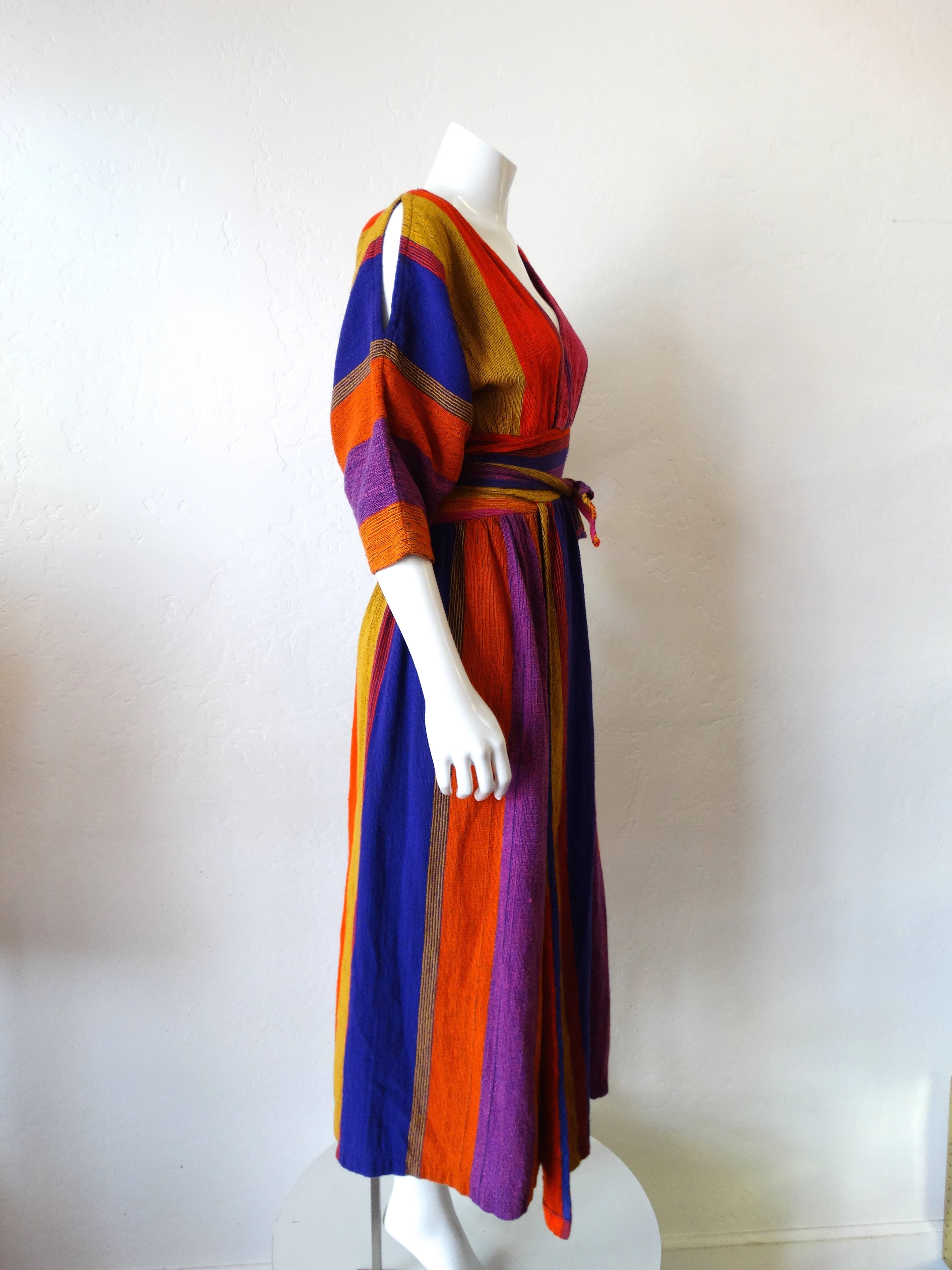 1970s Multicolored Striped Rikma Wrap Dress In Excellent Condition In Scottsdale, AZ