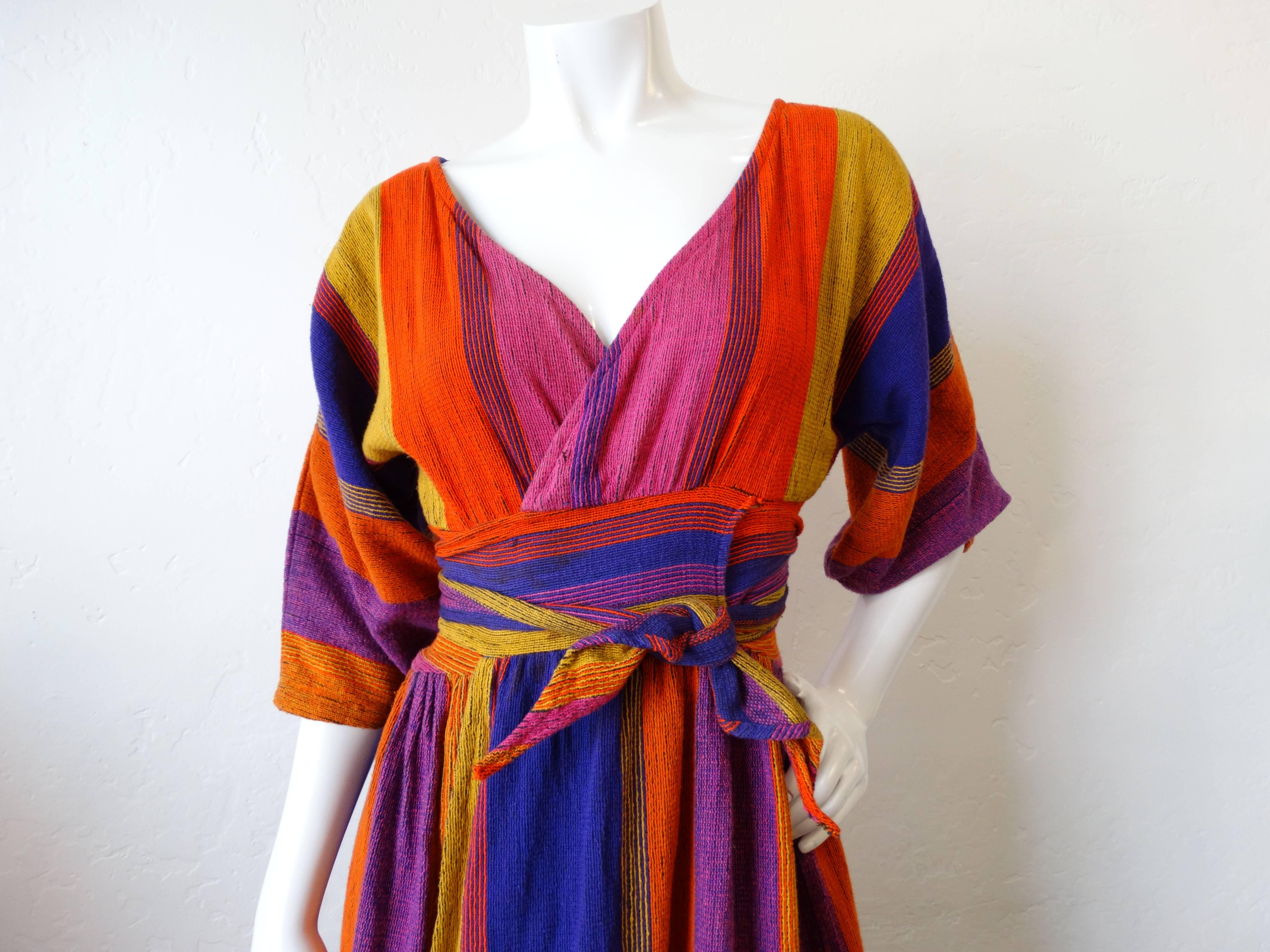 Women's 1970s Multicolored Striped Rikma Wrap Dress