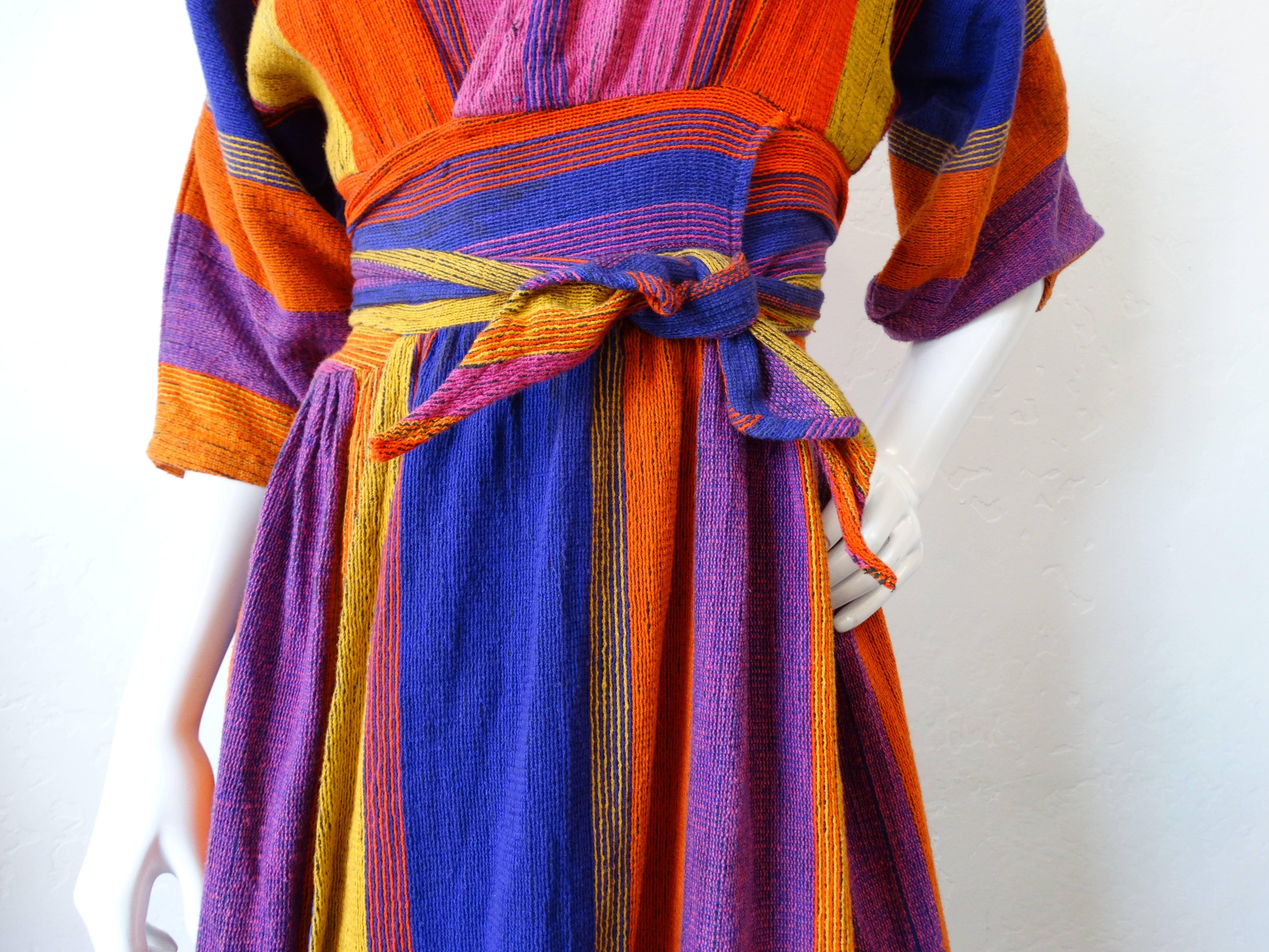 1970s Multicolored Striped Rikma Wrap Dress 2