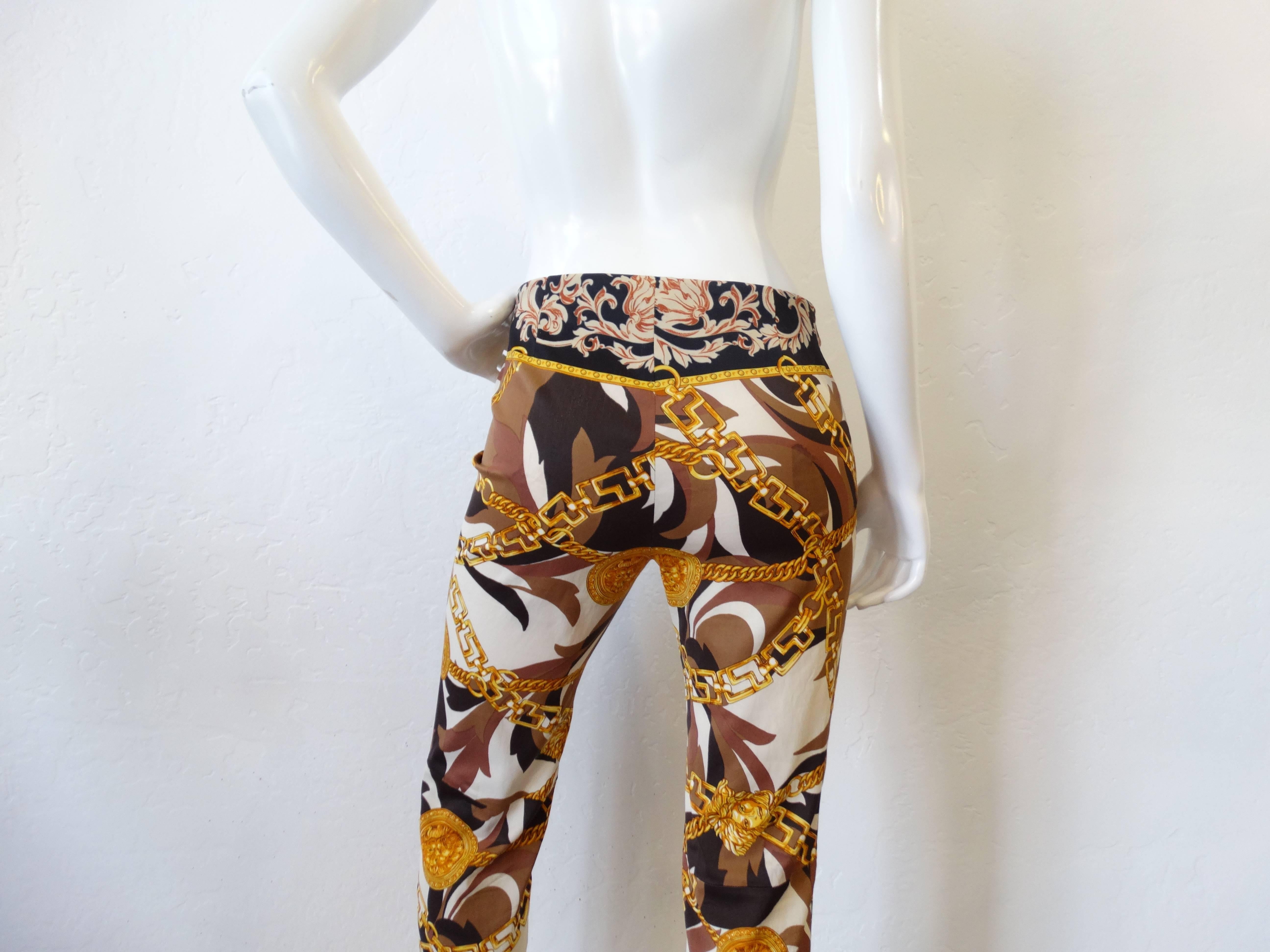 Brown 1980s Gianni Versace Lion & Medusa Head Printed Trouser Pants  