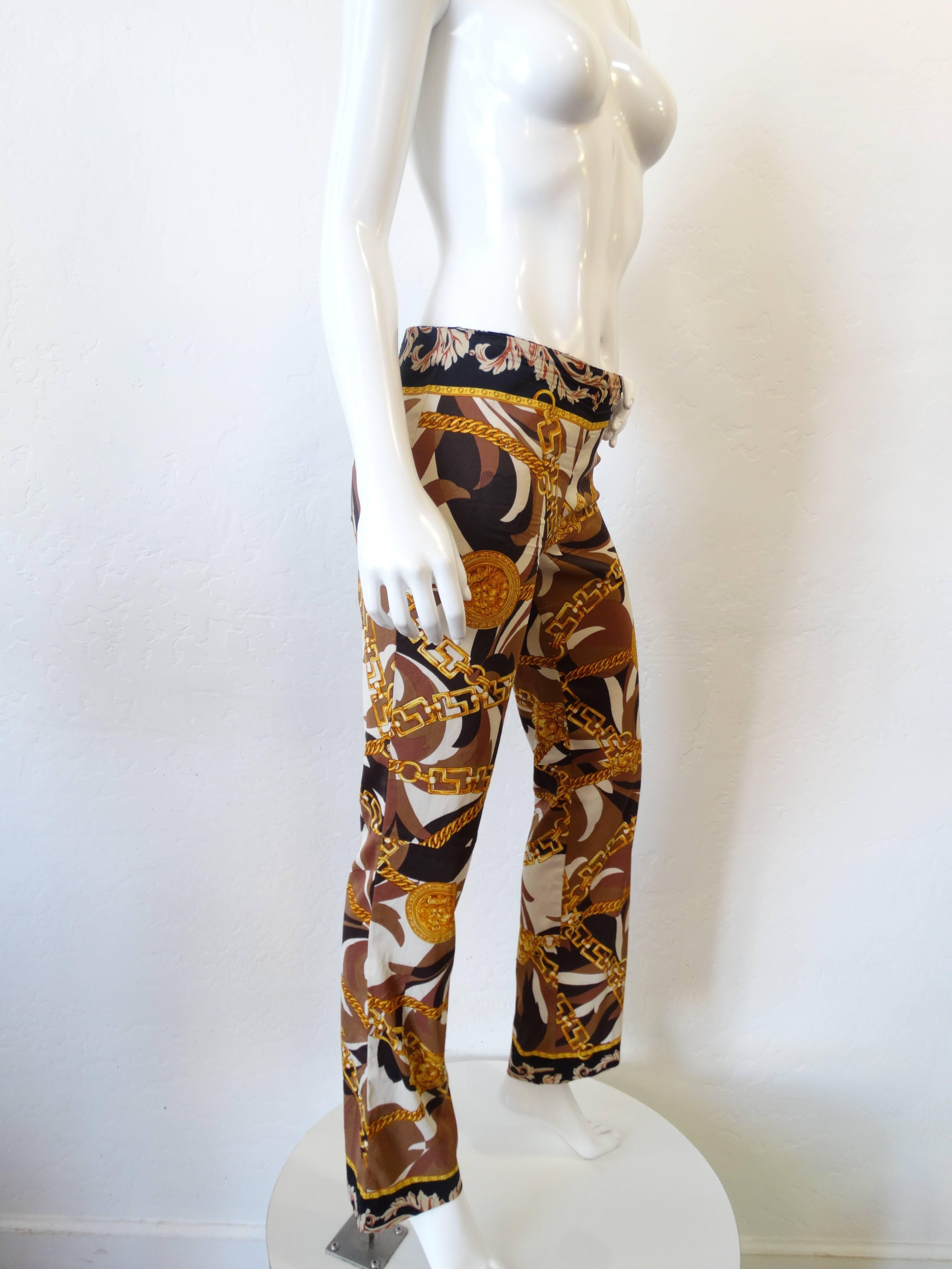 1980s Gianni Versace Lion & Medusa Head Printed Trouser Pants   In Excellent Condition In Scottsdale, AZ