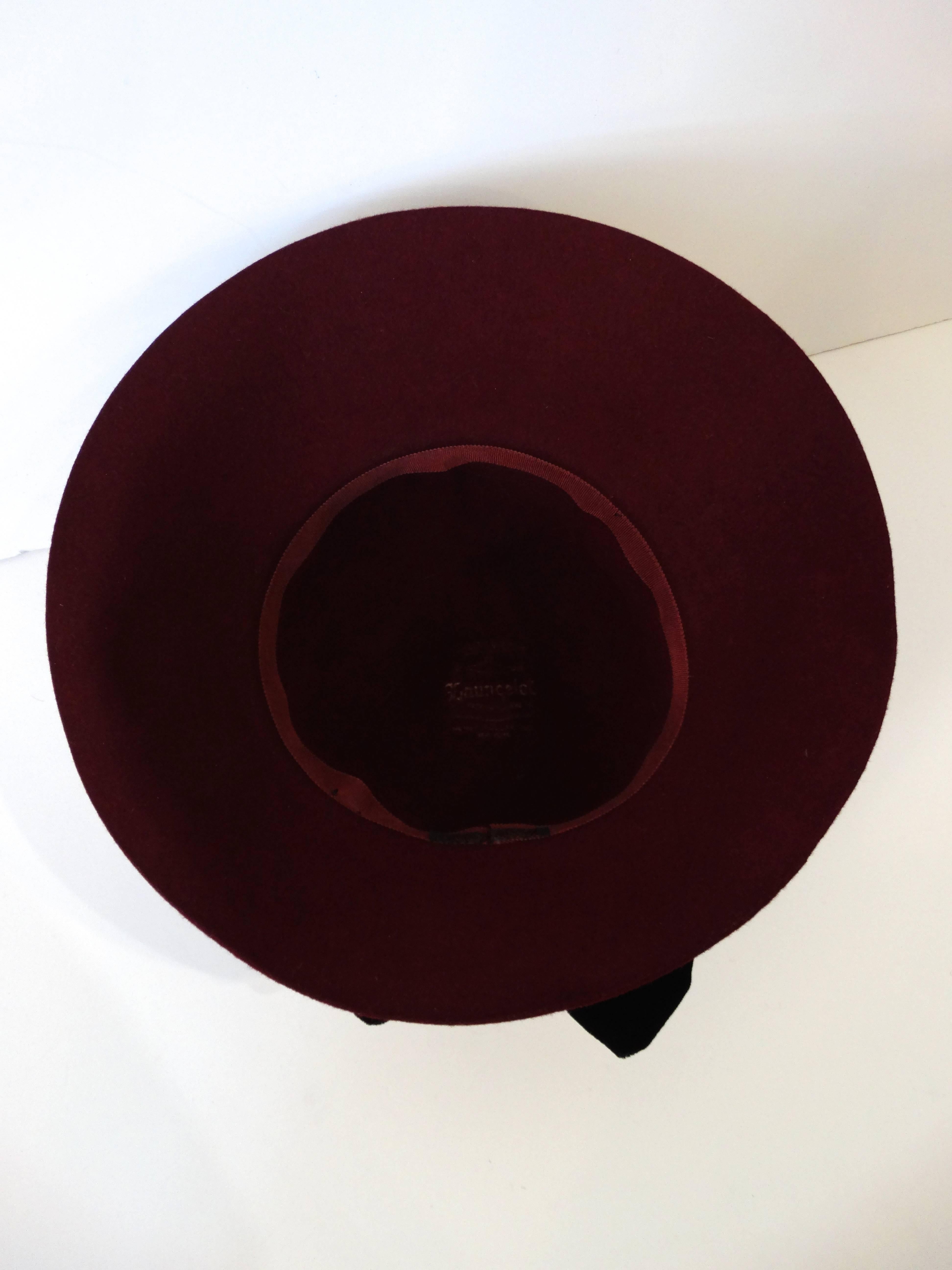 1960s Yves Saint Laurent Bordeaux Cloche Bow Hat 3