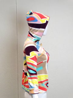 Emilio Pucci Hooded Terry Cloth Pullover with Cork Toggle, 1980S