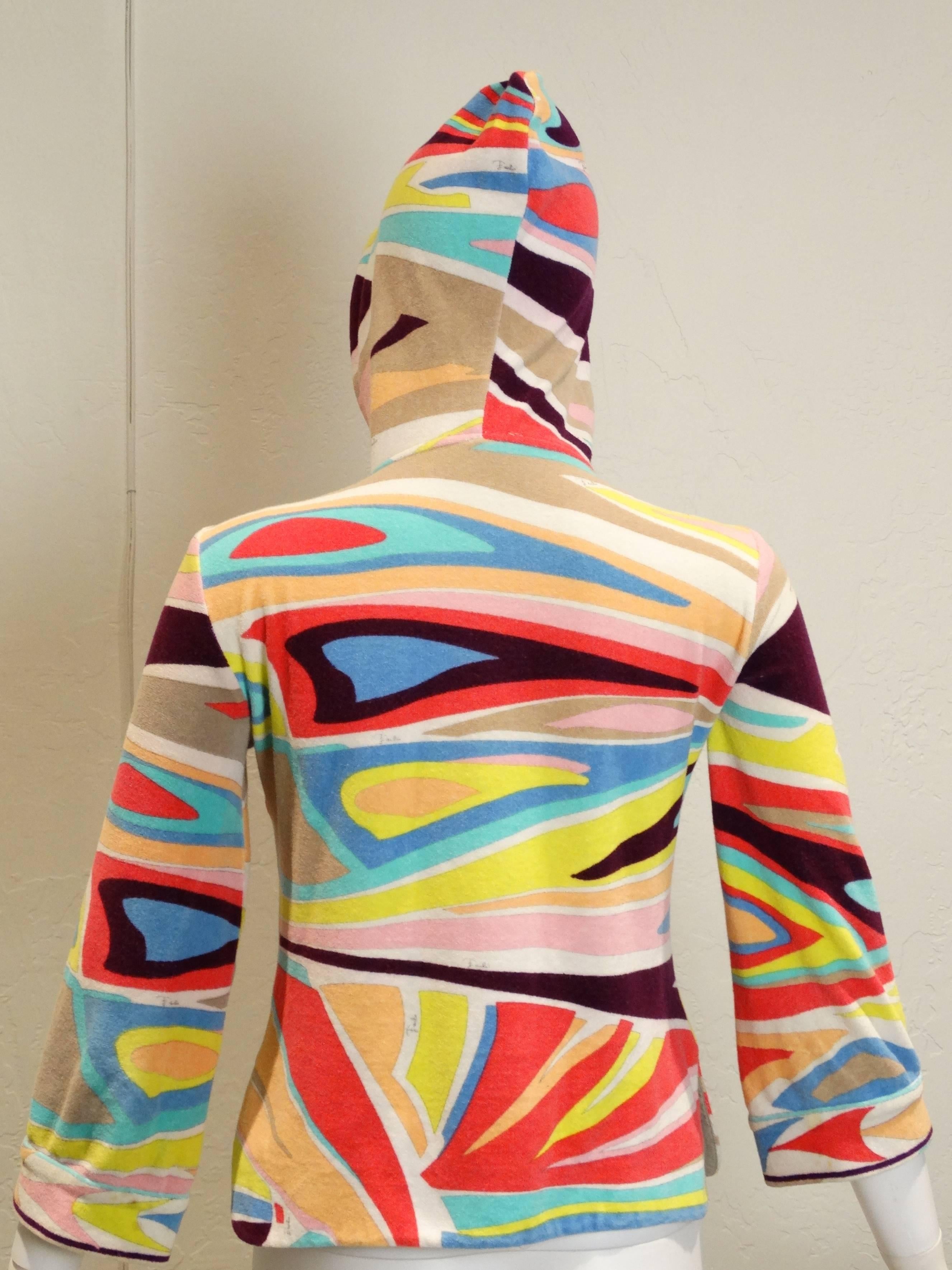 Emilio Pucci Hooded Terry Cloth Pullover with Cork Toggle, 1980S  1
