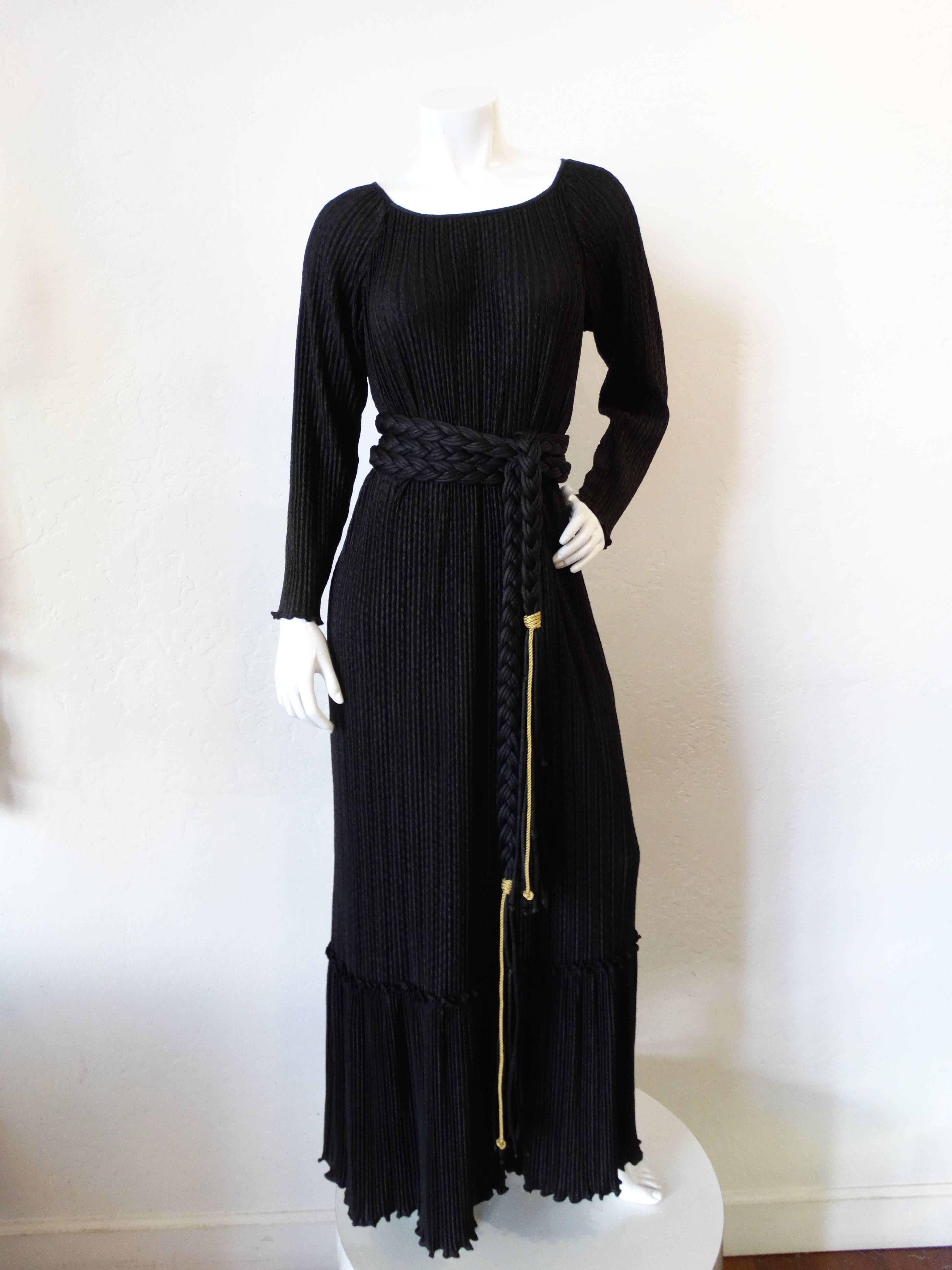 1970s Mary McFadden Black Fortuny Gown In Excellent Condition In Scottsdale, AZ
