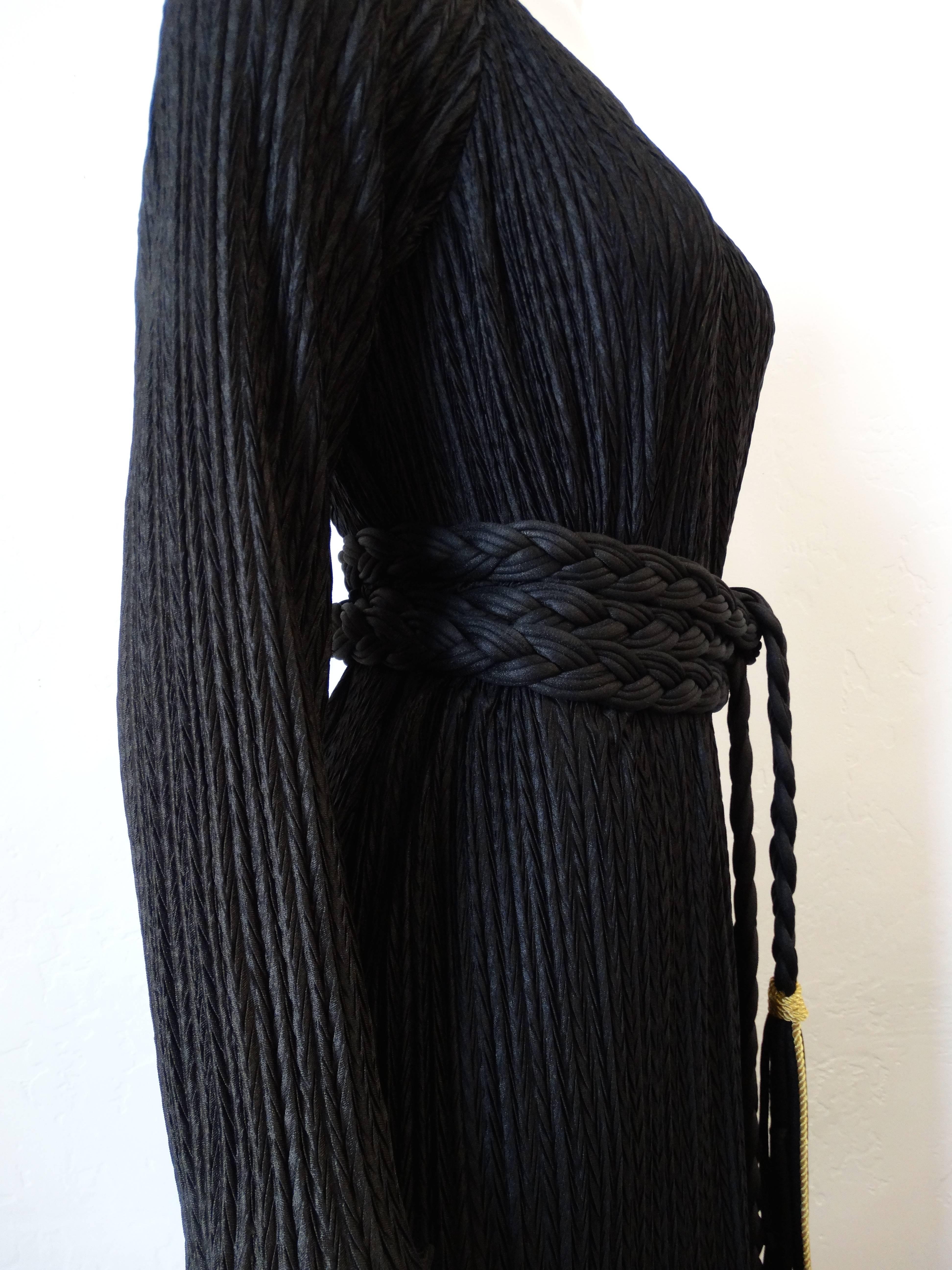 1970s Mary McFadden Black Fortuny Gown 5