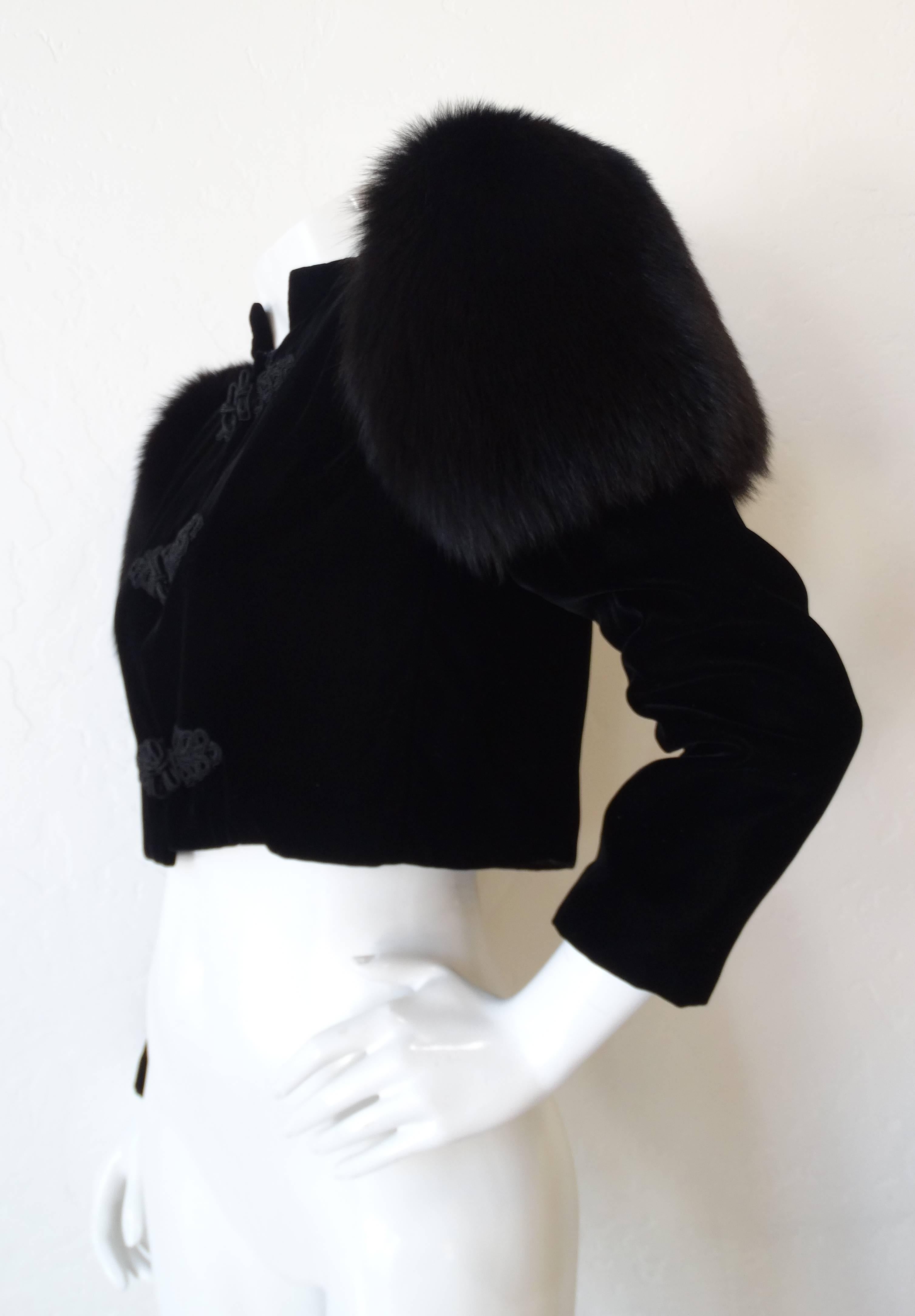 Victor Costa Fox Fur Shoulder Jacket, 1980s  1