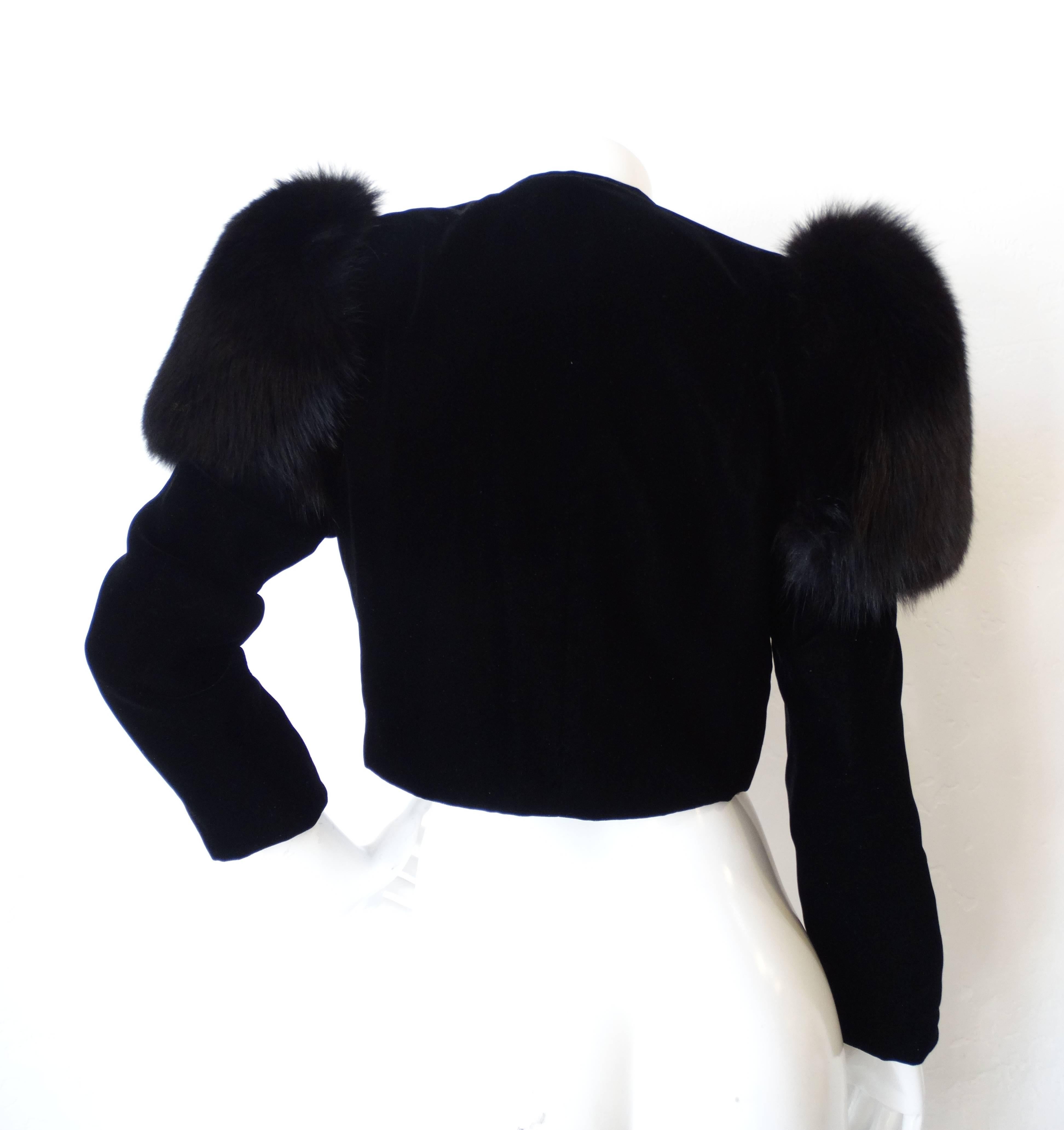 Women's Victor Costa Fox Fur Shoulder Jacket, 1980s 