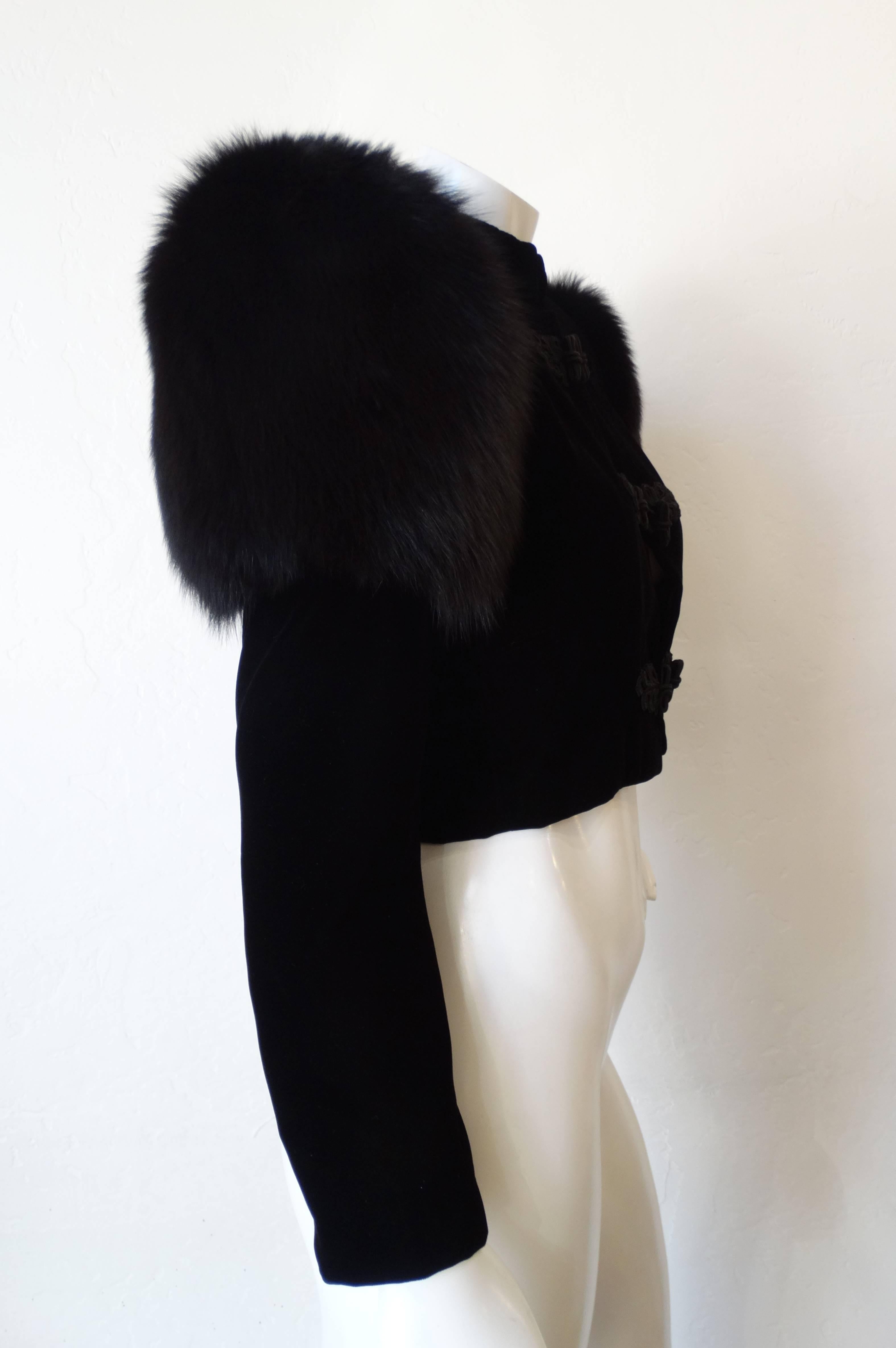 Victor Costa Fox Fur Shoulder Jacket, 1980s  In Excellent Condition In Scottsdale, AZ