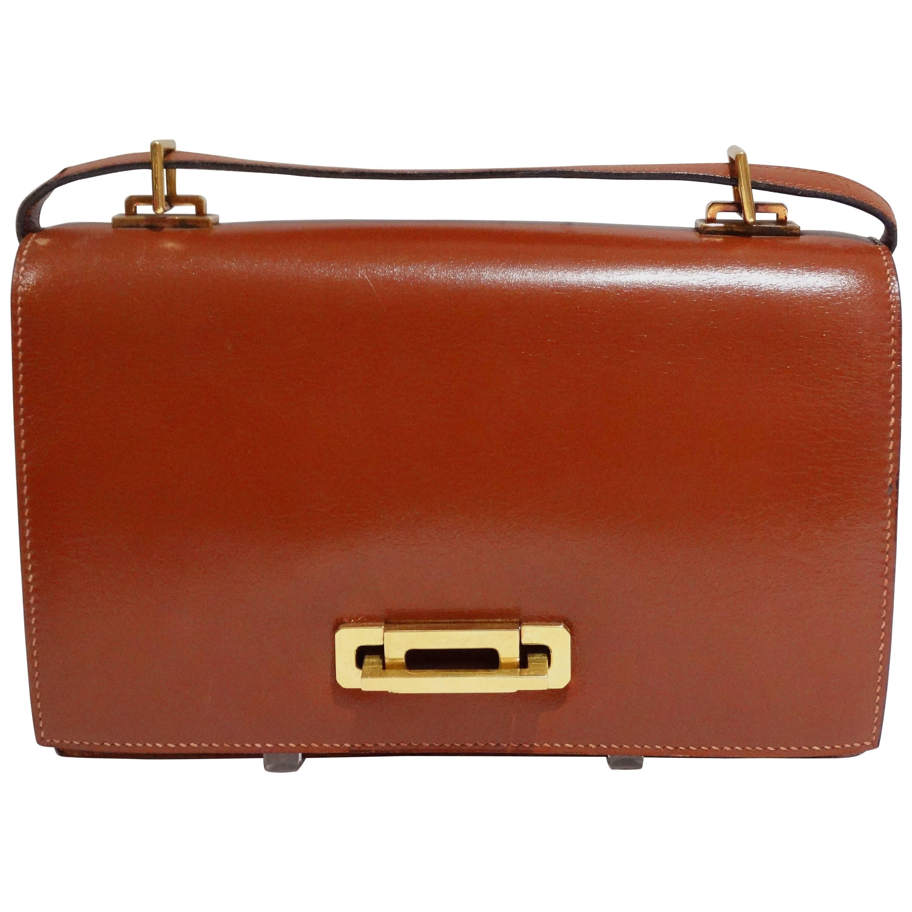 Hermes Leather Handbag Clutch, 1970s  For Sale