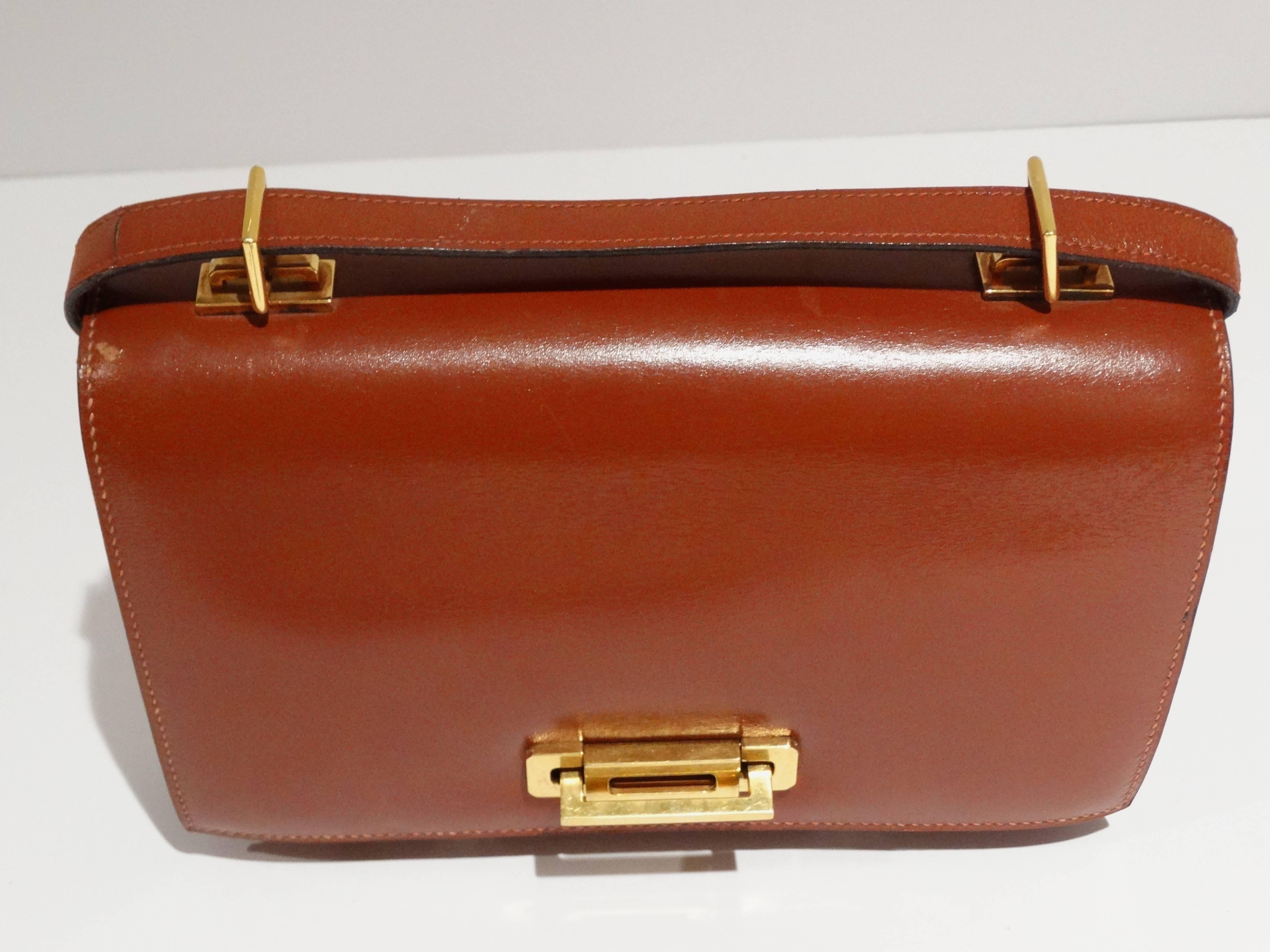 Hermes Leather Handbag Clutch, 1970s  For Sale 1