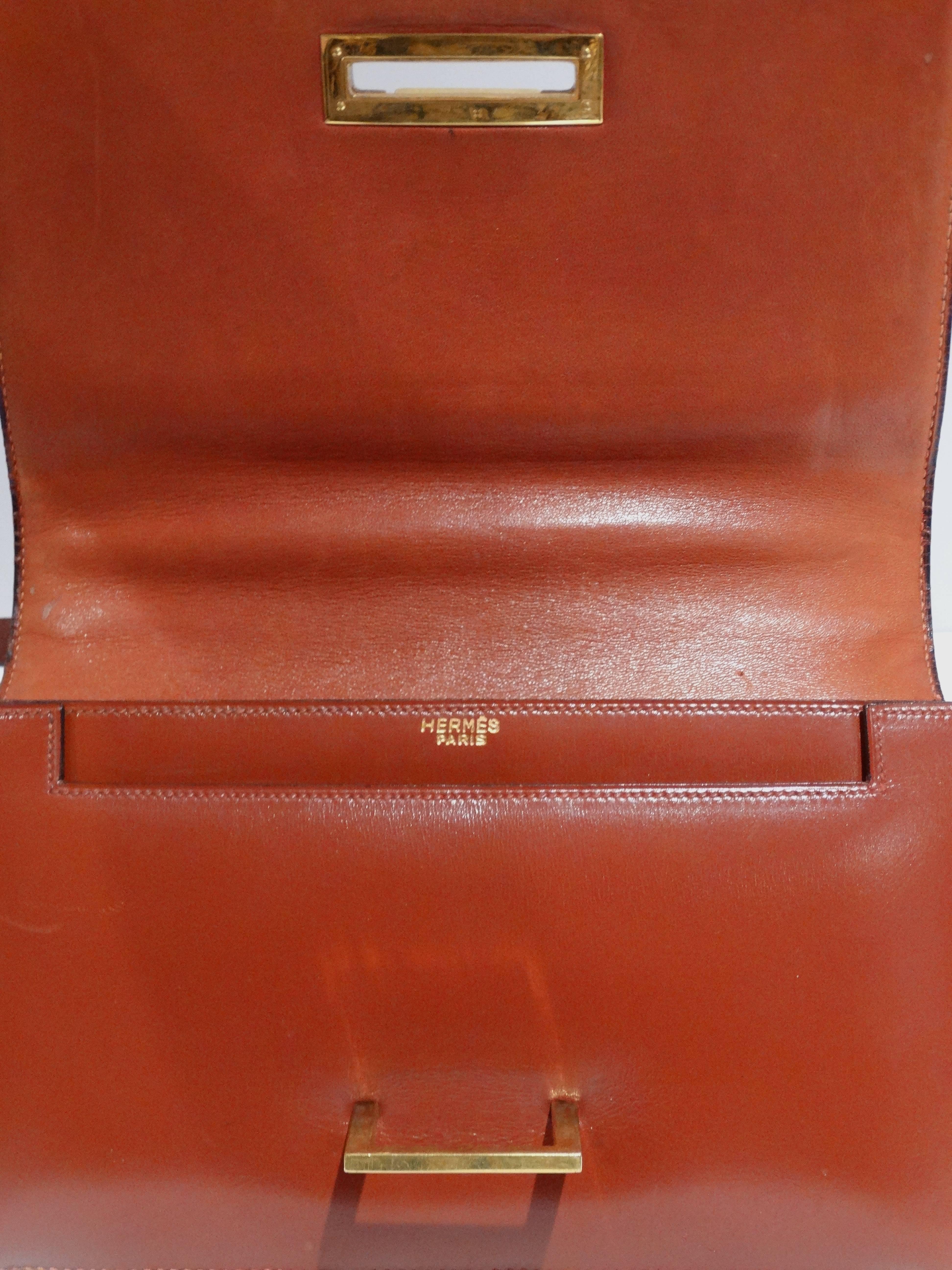 Hermes Leather Handbag Clutch, 1970s  For Sale 4