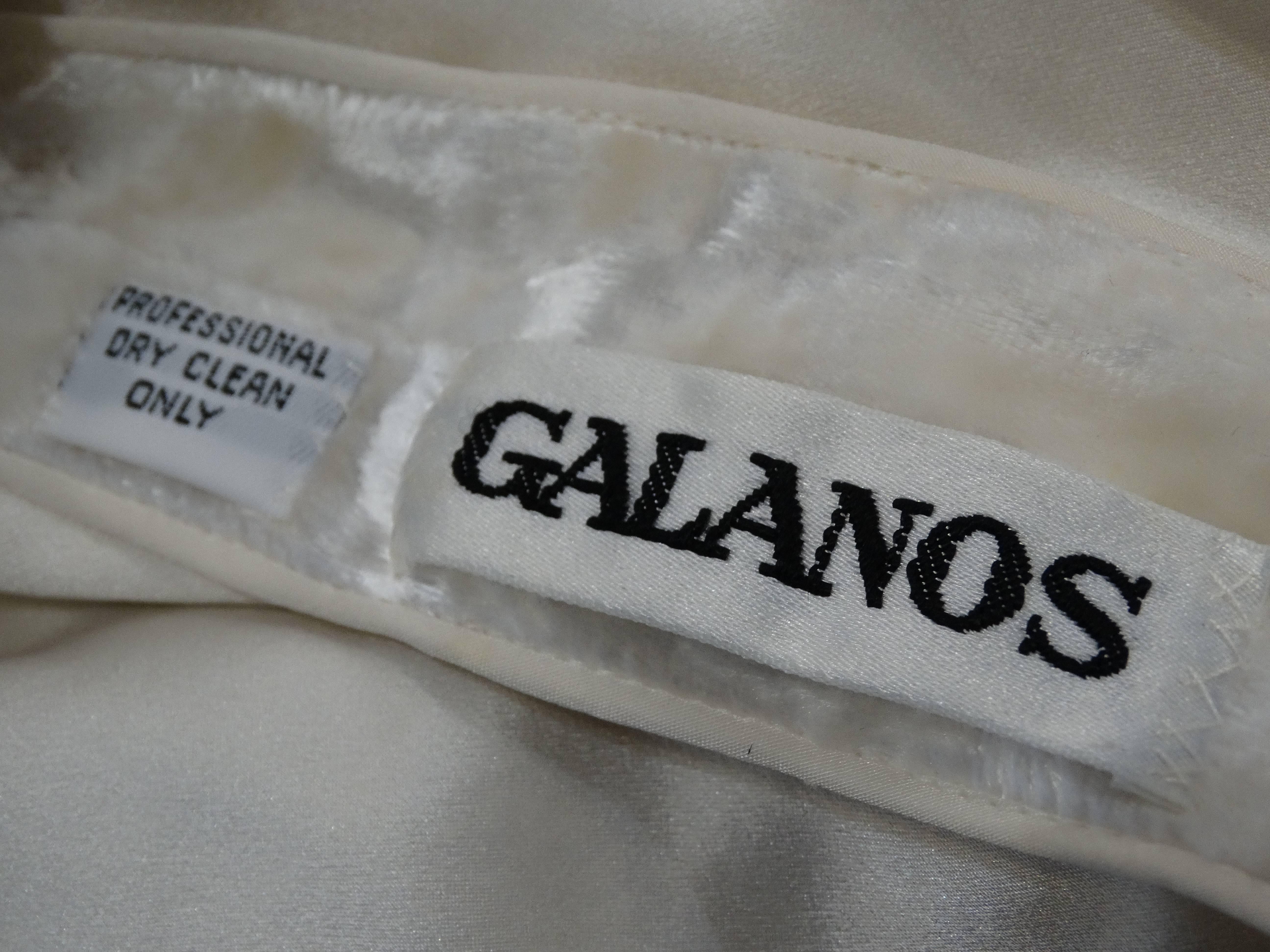 Women's 1980s Galanos Crushed White Velvet Ruched Blouse 