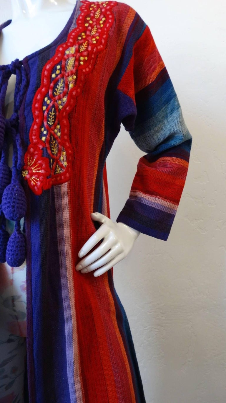 1970s Rikma Striped Duster Jacket For Sale at 1stDibs