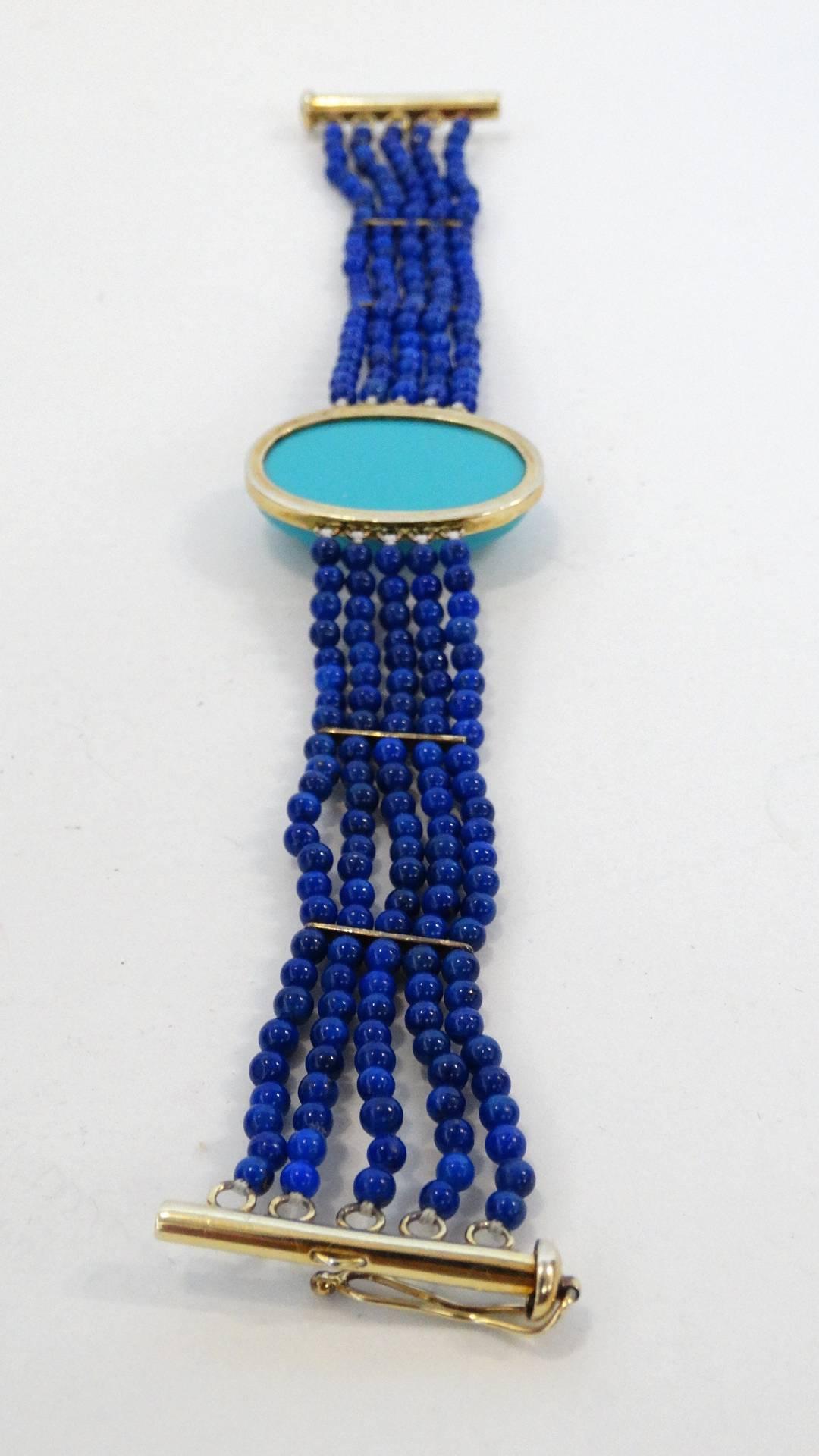Vintage Gold & Turquoise Scarab Beetle Bracelet 7