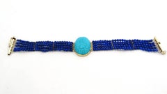 Vintage Gold & Turquoise Scarab Beetle Bracelet