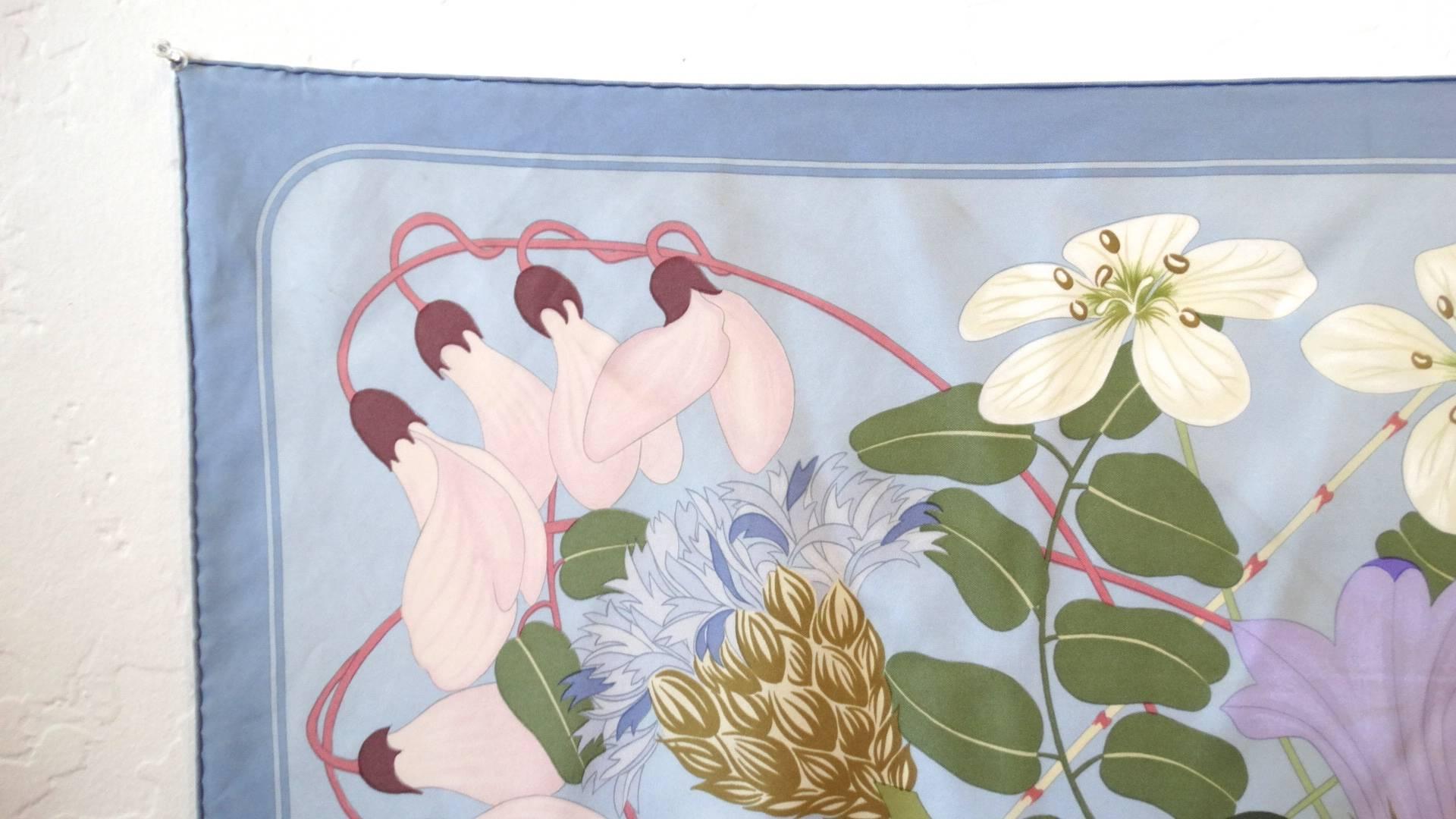 Gray Hermes Silk Scarf Flora Graeca by Niki Goulandris, 1983