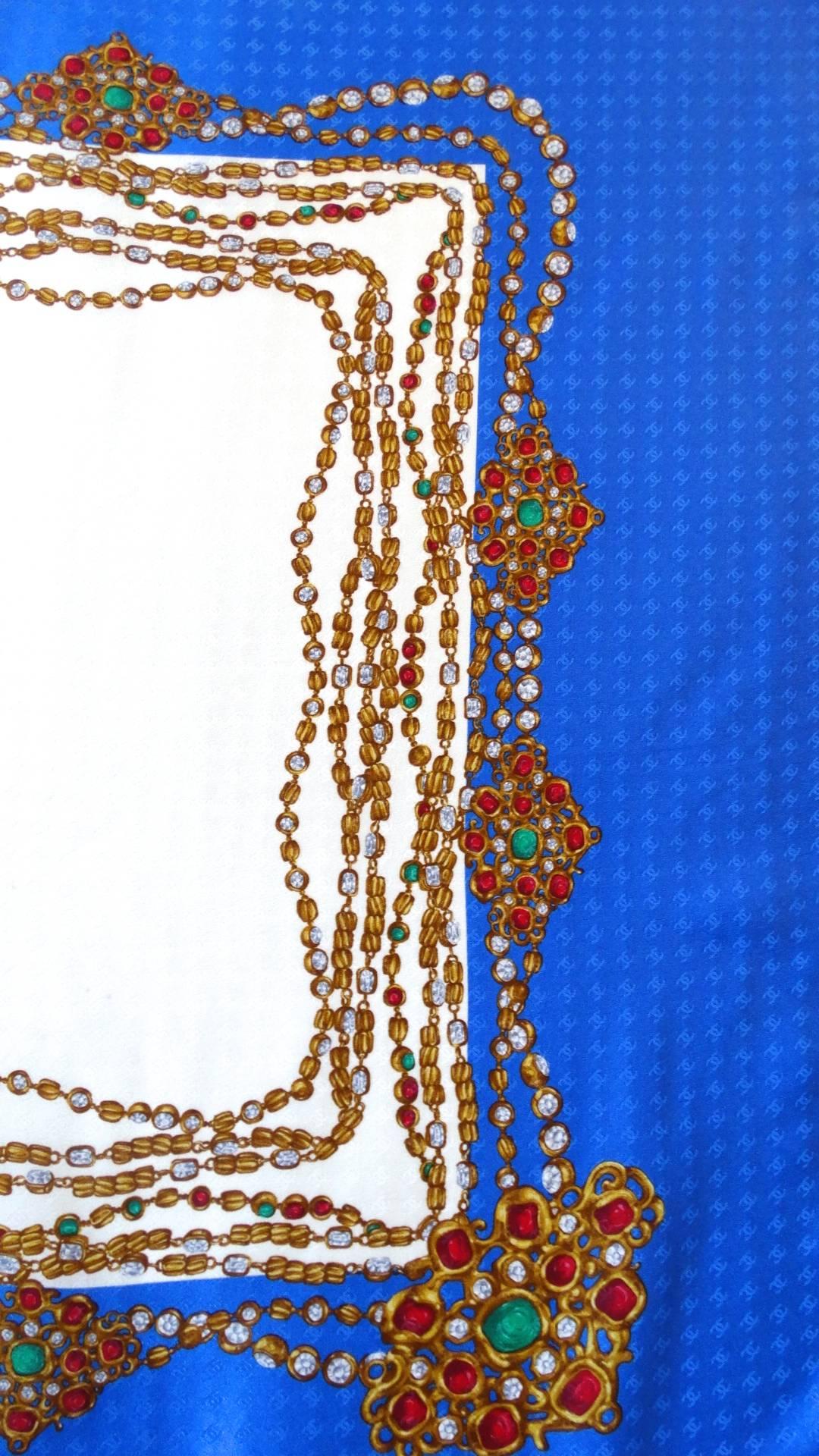 Chanel CC Monogram Bejeweled Silk Scarf,  1980s  1