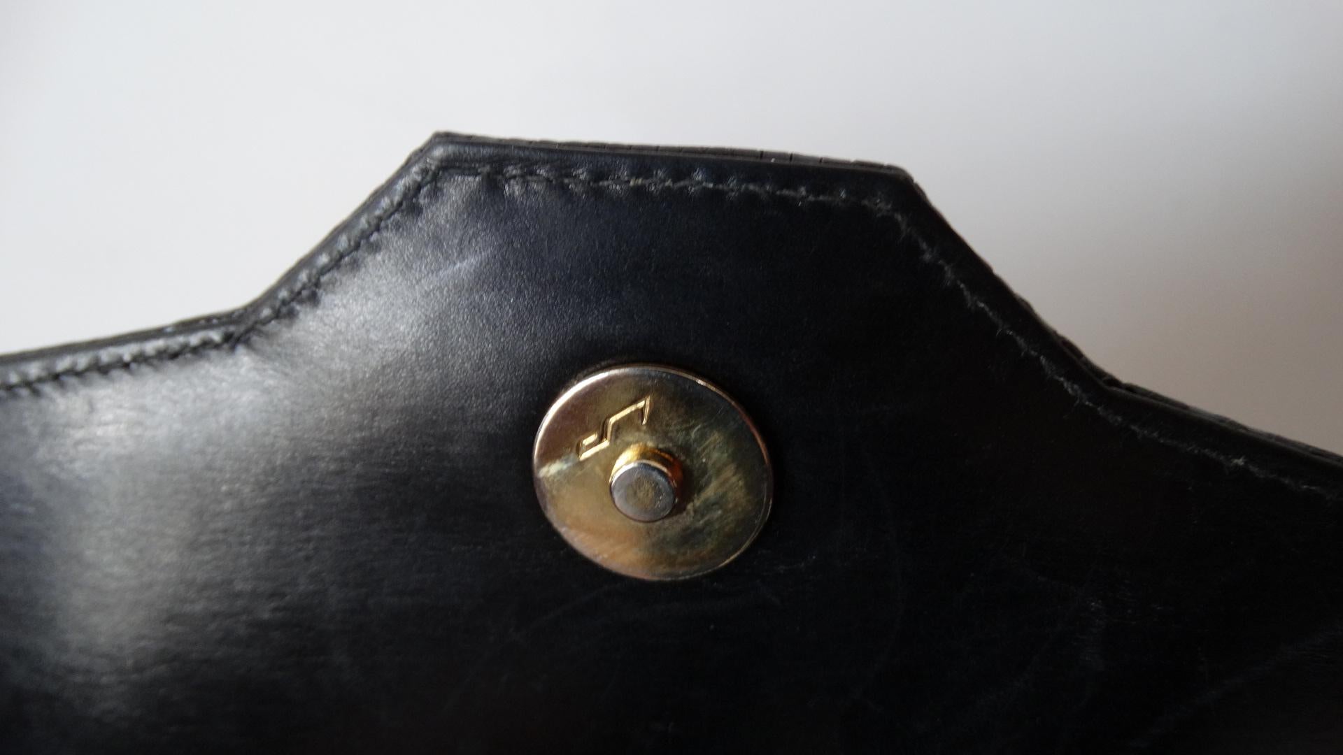 1970 Gucci pochette de soirée à demi rabat en lézard noir 4