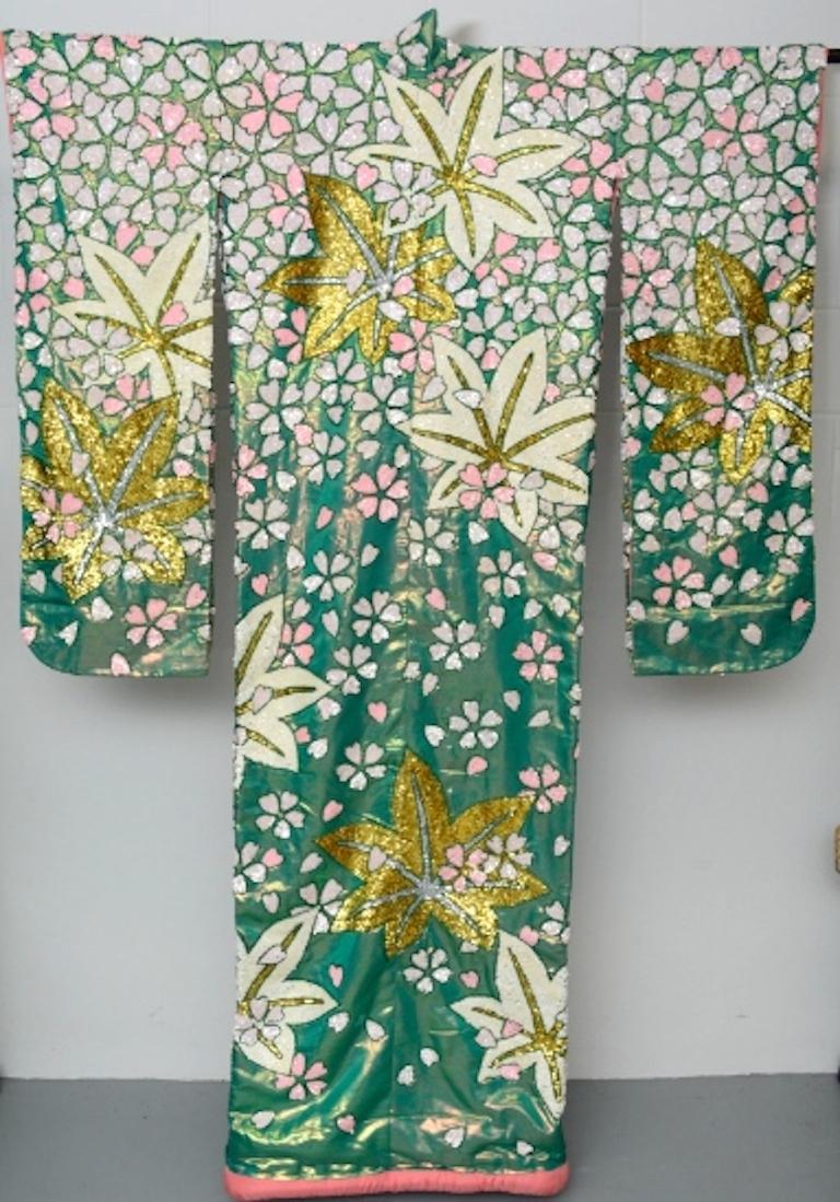 Iridescent Silk Sequin Vintage Uchikake Kimono, Circa 1960s   5
