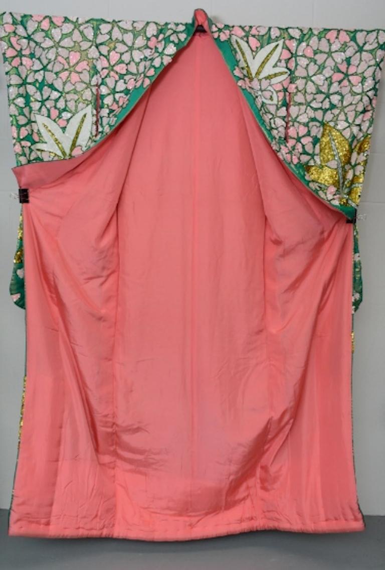 Iridescent Silk Sequin Vintage Uchikake Kimono, Circa 1960s   1