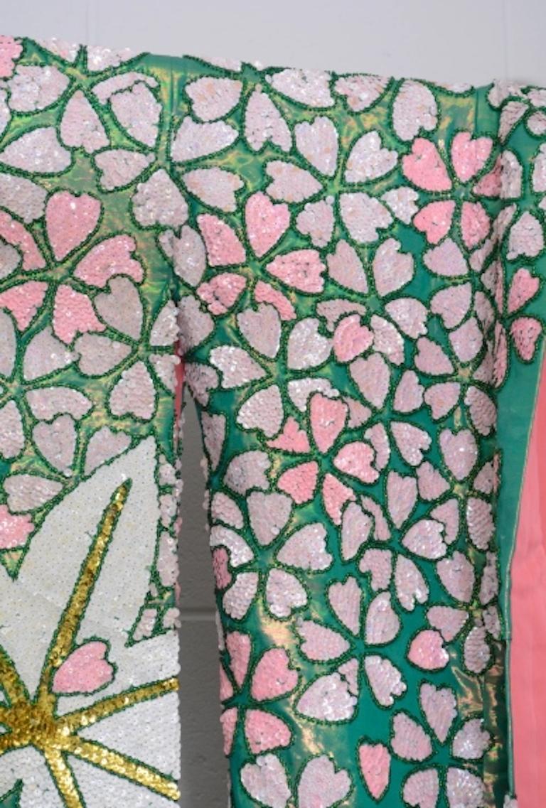 Iridescent Silk Sequin Vintage Uchikake Kimono, Circa 1960s   2