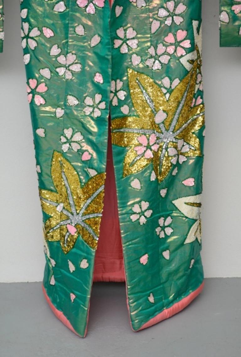 Iridescent Silk Sequin Vintage Uchikake Kimono, Circa 1960s   10