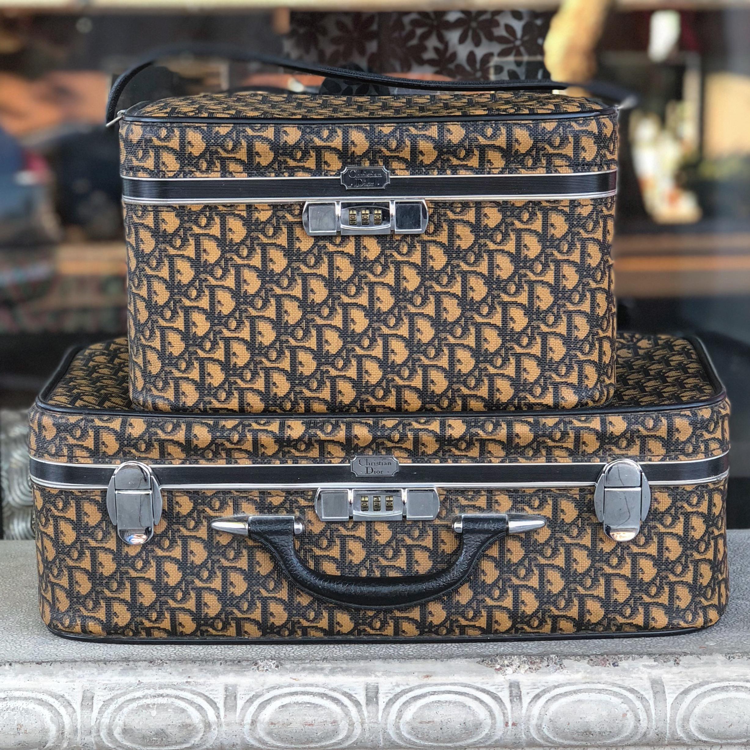 An incredibly rare and collectible piece of Christian Dior monogram luggage dating to the 1970s. This beautiful piece was designed as a carry-on style and absolutely epitomises the glamour and excess of 1970s luxury travel. An amazing find for any