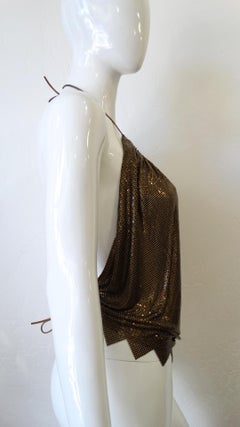 1970s Whiting and Davis Bronze Metal Mesh Halter Top