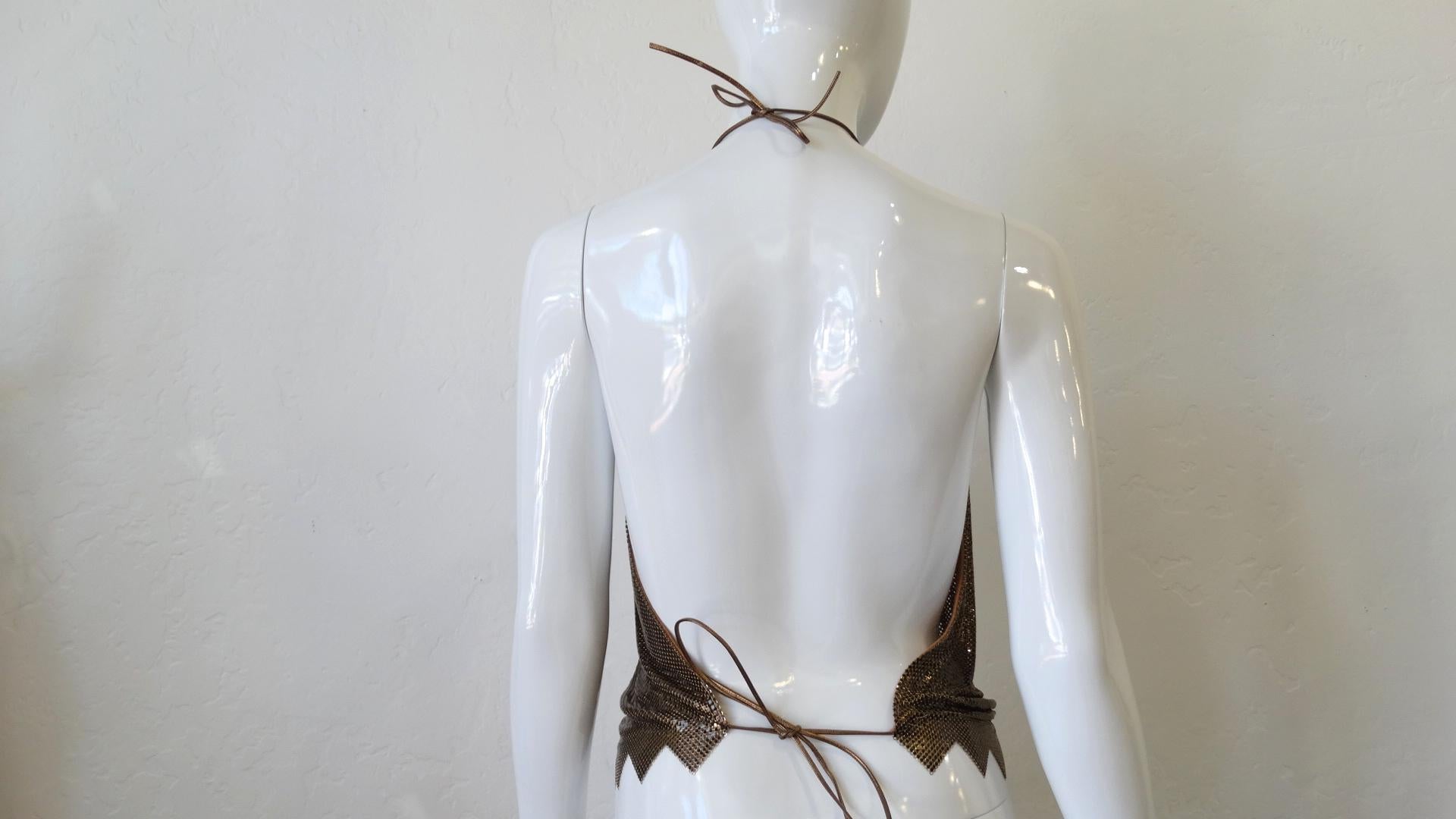 1970s Whiting and Davis Bronze Metal Mesh Halter Top In Good Condition In Scottsdale, AZ
