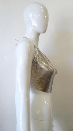 1970s Whiting and Davis Silver Metal Mesh Halter Crop Top