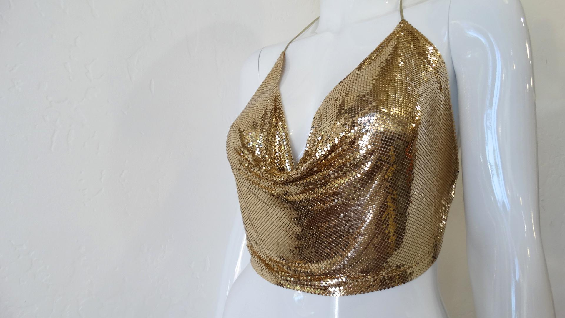 whiting and davis gold mesh halter top