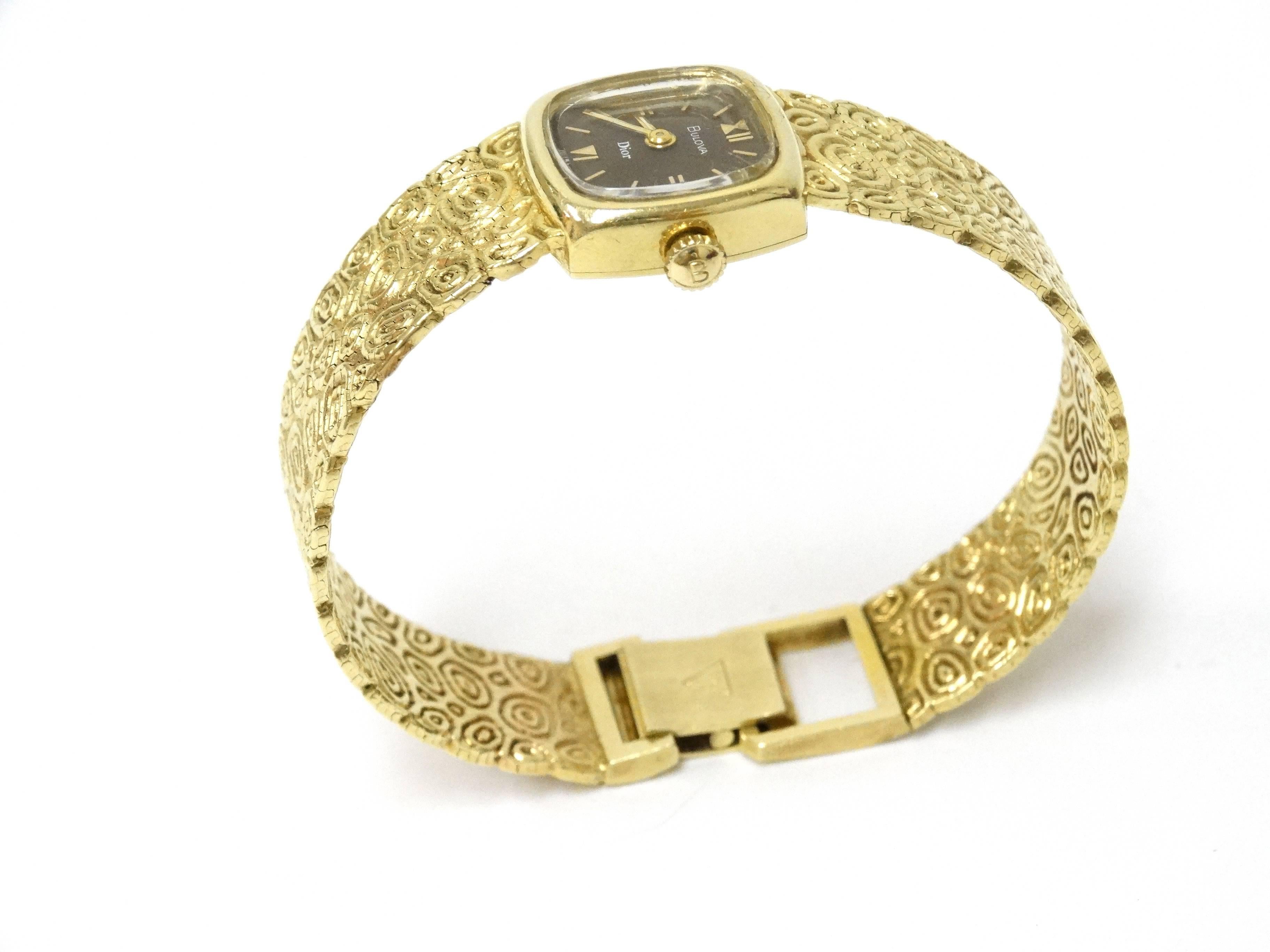 1972 Bulova Christian Dior 14k Gold Wristwatch  1
