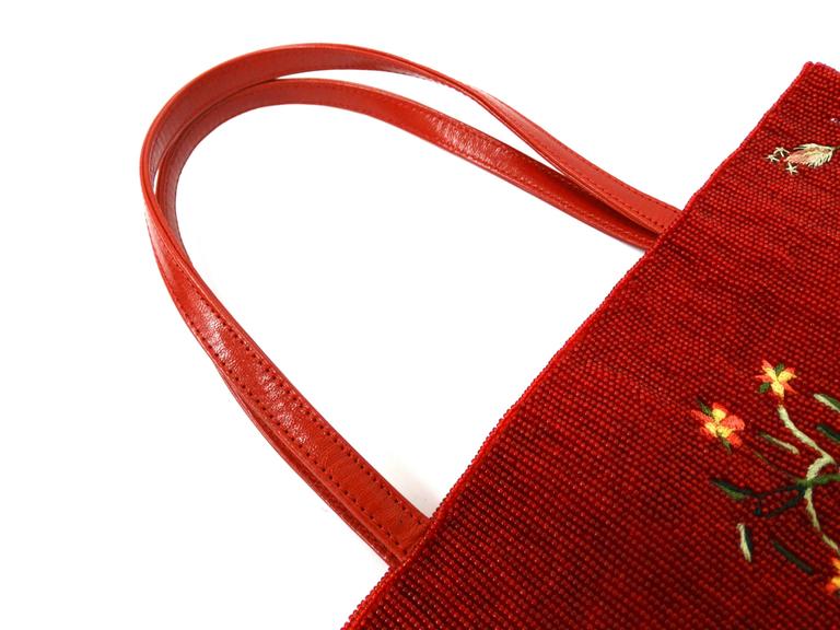 1999 Valentino Red Beaded Tote Bag at 1stDibs  goyak bag, red beaded handbag  bag, valentino beaded bag