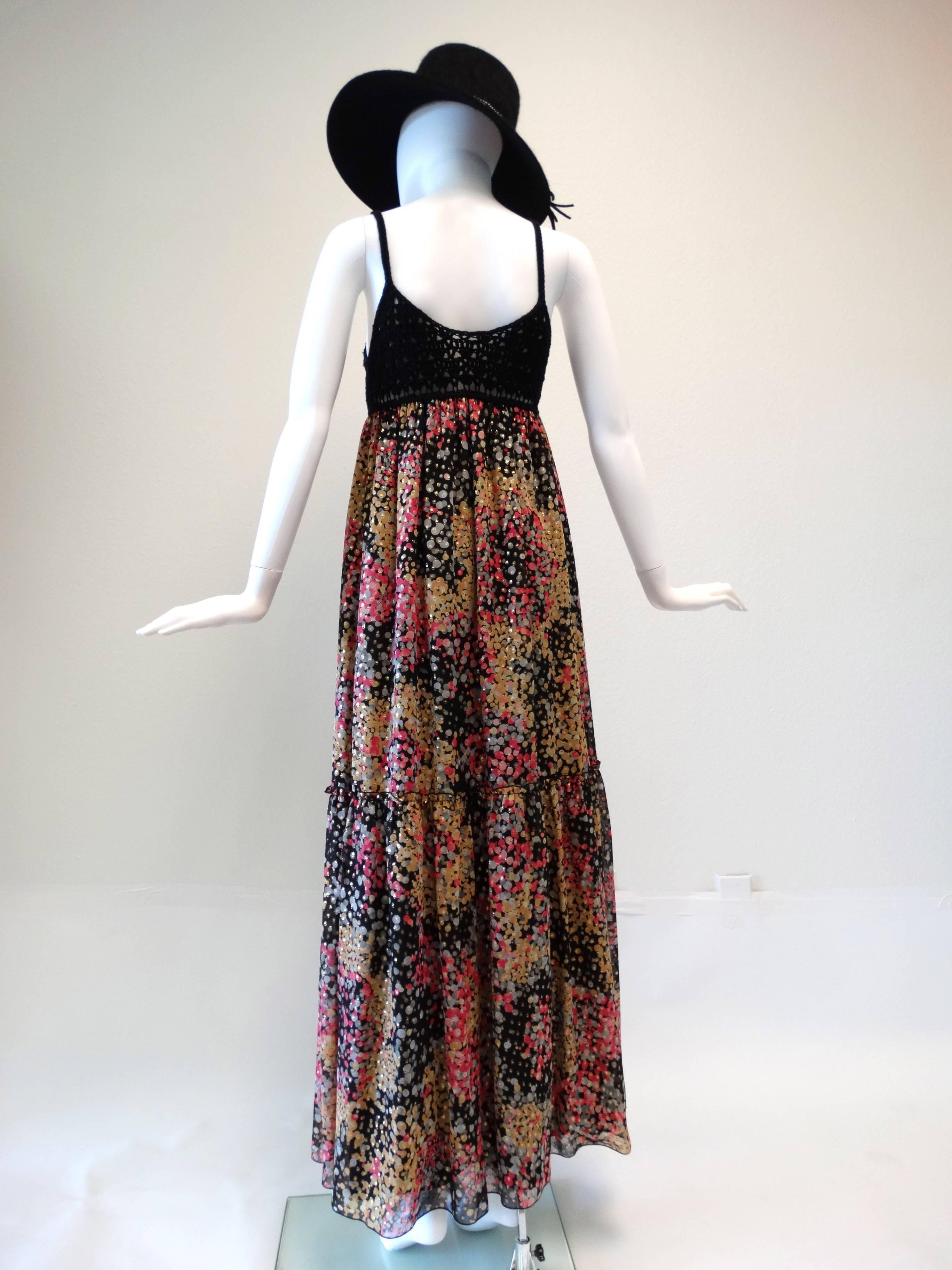 Women's 1990s M Missoni Crochet Lame' Maxi Dress