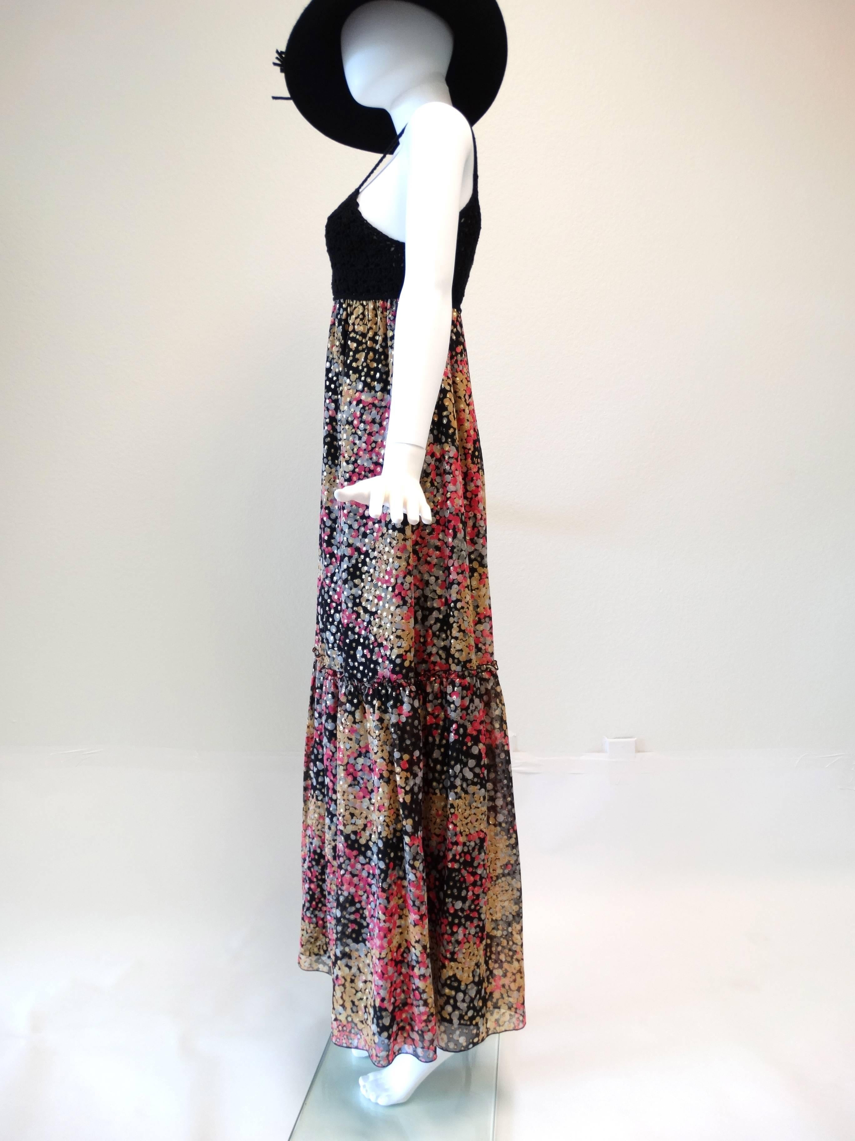 1990s M Missoni Crochet Lame' Maxi Dress 1