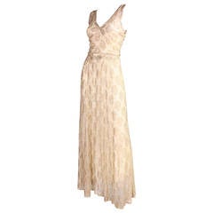 Ivory Lace and Gold Lamé Gown, 1930s 