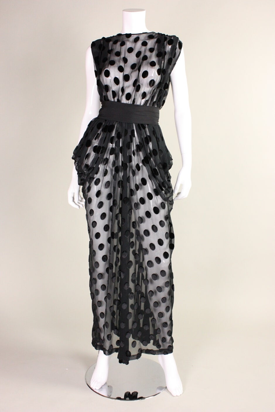 Givenchy Dotted Chiffon Gown with Draped Hip Detail In Excellent Condition In Los Angeles, CA